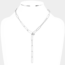 CZ Safety Pin Accented Y Necklace