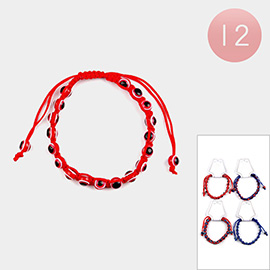 12PCS - Evil Eye Cluster Adjustable Bracelets