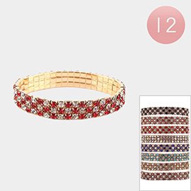 12PCS - Rhinestone Stretch Bracelets