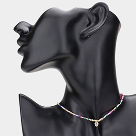 Hamsa Hand Pendant Beaded Choker Necklace