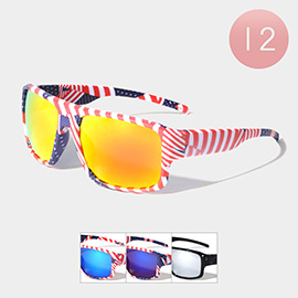 12PCS - American USA Flag Wayfarer Sunglasses