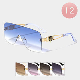12PCS - Lion Pointed Tinted Rimless Sunglasses