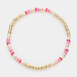 Heishi Bead Accented Stretch Bracelet