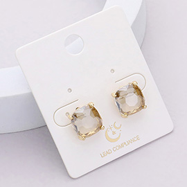 Cushion Square Stone Stud Evening Earrings