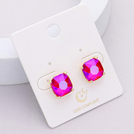 Cushion Square Stone Stud Evening Earrings