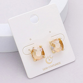 Cushion Square Stone Stud Evening Earrings