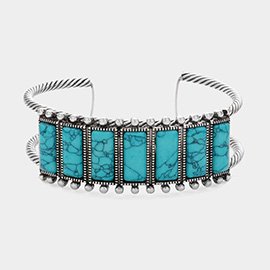 Rectangle Natural Stone Cuff Bracelet