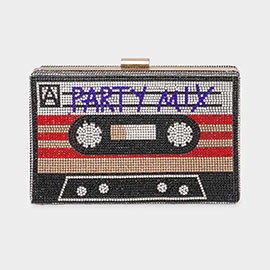 Party Mix Message Bling Cassette Player Evening Clutch / Crossbody Bag
