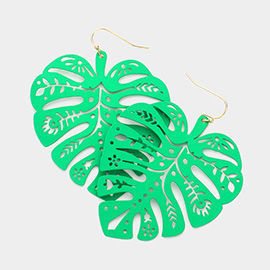 Colored Tropical Leaf Dangle Earrings