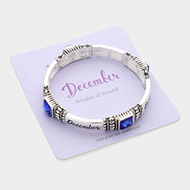 December - Birthstone Accented Stretch Bracelet