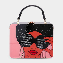 Afro Girl Printed Message Tote / Crossbody Bag