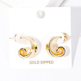 Gold Dipped Swirl Metal Hoop Earrings