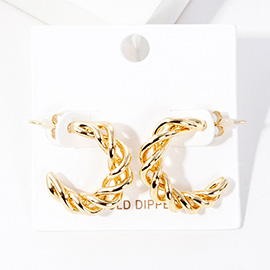 Gold Dipped Braided Metal Hoop Earrings