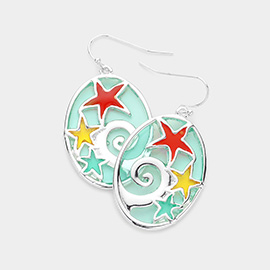 Starfish Accented Oval Dangle Earrings