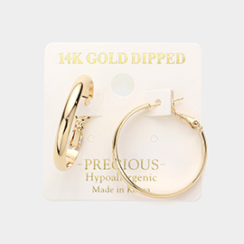 14K Gold Dipped 1.2 Inch Metal Hoop Earrings