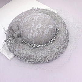 Pearl Embellished Lace Fascinator / Headband