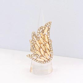 Multi Stone Embellished Angel Wing Stretch Ring