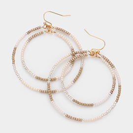 Seed Beaded Double Open Circle Link Dangle Earrings