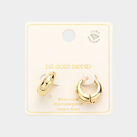 14K Gold Dipped CZ Brass Metal Huggie Hoop Earrings