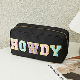 HOWDY Glittered Chenille Message Pouch Bag