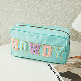 HOWDY Glittered Chenille Message Pouch Bag