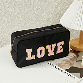 LOVE Glittered Chenille Message Pouch Bag