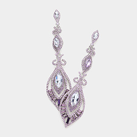 Victorian Triple Marquise Glass Crystal Evening Earrings
