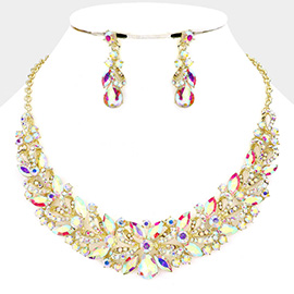 Multi Stone Cluster Evening Necklace