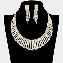 Curved Rhinestone Pave Necklace