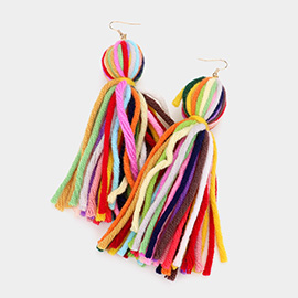 Colorful Thread Tassel Dangle Earrings