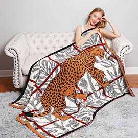 Cheetah Accented Forest Throw Blanket