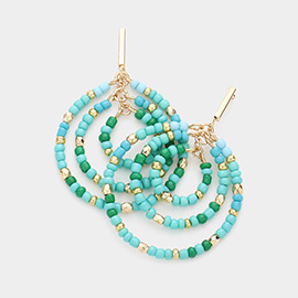 Beaded Triple Open Circle Link Dangle Earrings