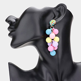 Colored Ball Cluster Vine Dangle Earrings