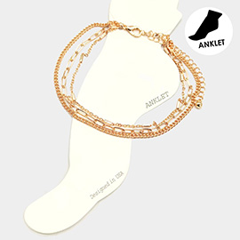 Triple Layered Metal Chain Anklet