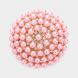 Pearl Cluster Round Pin Brooch  