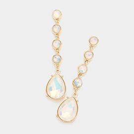Round Teardrop Stone Link Dangle Evening Earrings