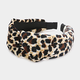 Leopard Patterned Knot Burnout Headband