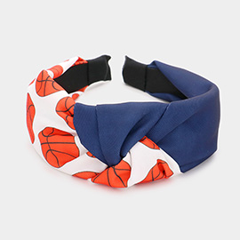 Game Day Basketball Patterned Knot Burnout Headband