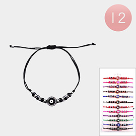 12PCS - Evil Eye Accented Adjustable Bracelets