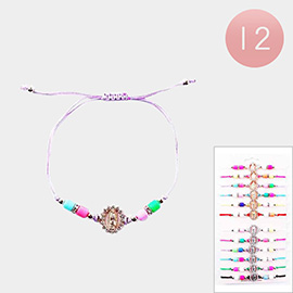 12PCS - Virgin Mary Accented Adjustable Bracelets