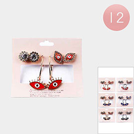 12 Set of 3 - Evil Eye Earrings
