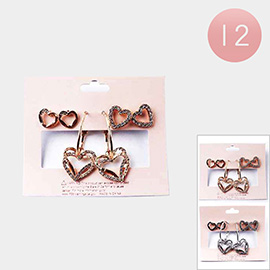 12 Set of 3 - Open Heart Earrings