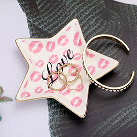 Love Message Lips Patterned Star Jewelry Dish