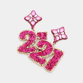 21 Birthday Glittered Confetti Message Dangle Earrings