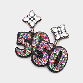 50 Birthday Glittered Confetti Message Dangle Earrings