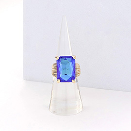 Emerald Cut Stone Adjustable Ring