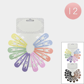 12 Set of 12 - Colored Snap Hair Clips