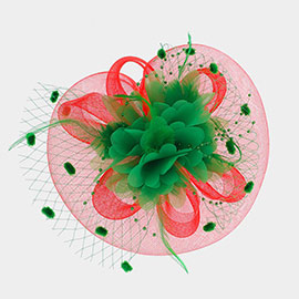 Flower Bead Feather Netting Satin Top Fascinator / Headband