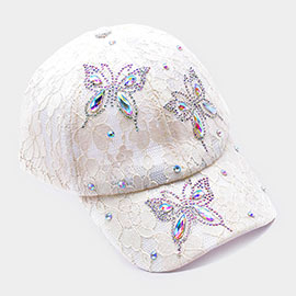 Bling Butterfly Lace Baseball Cap