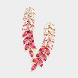 Marquise Stone Cluster Vine Link Dangle Evening Earrings